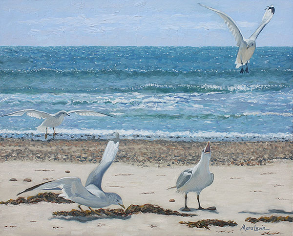 Mara-Levin-The-Potato-Chip-Wars-Call-to-Battle,-oil-on-cradled-birch-panel,-20-x16