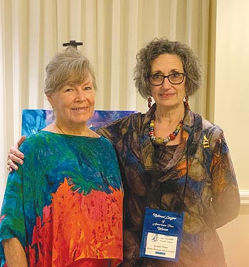 Pat Setser, Jacksonville Branch president and Florida State Association art chair, with Jamie Tate, Delta Branch, art show judge for the Florida State Association Art Show.