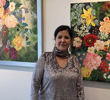 Artist at exhibit