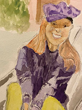 painting of a woman smiling