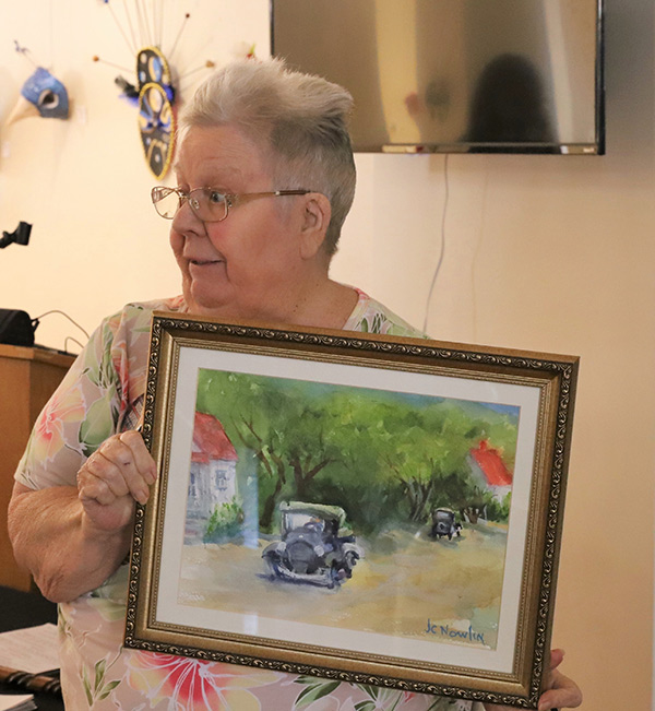 Jane Nowman shows watercolor.