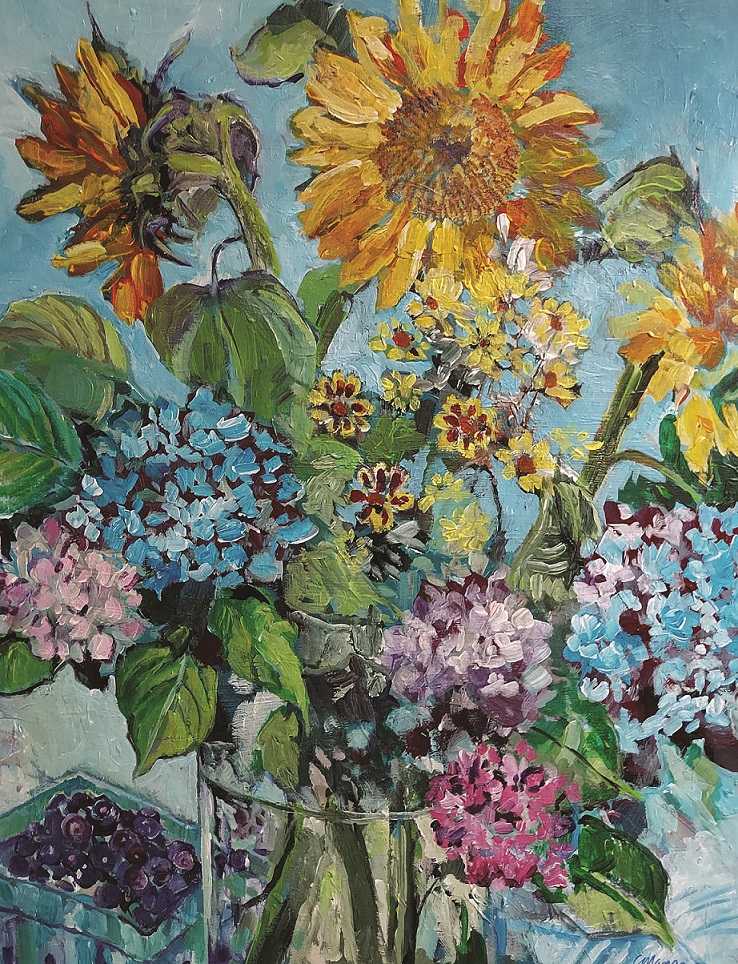 Carol Mangano_ Sunflowers and Blueberries