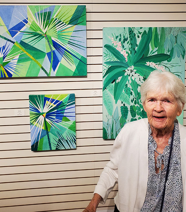 Marge Bennett with her art