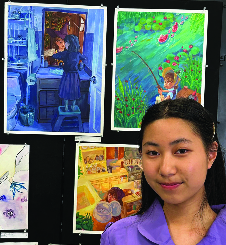 Diablo/Alameda’s new student member Latisha Wu received a $100 honorable mention award for her painting, “Sorcery,”