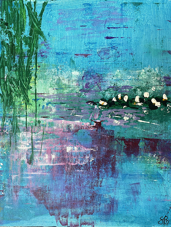 Abstract painting of a pond
