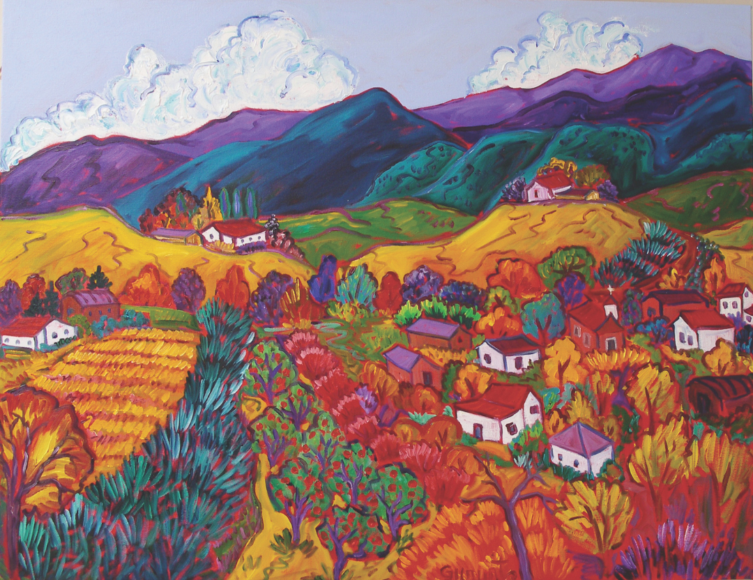 Barbara Gurwitz - Autumn comes to the Valley Oil on Canvas Painting