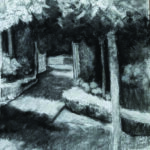 Mary Lou Griffin, “Beyond the Garden Gate” (charcoal, 11x14)