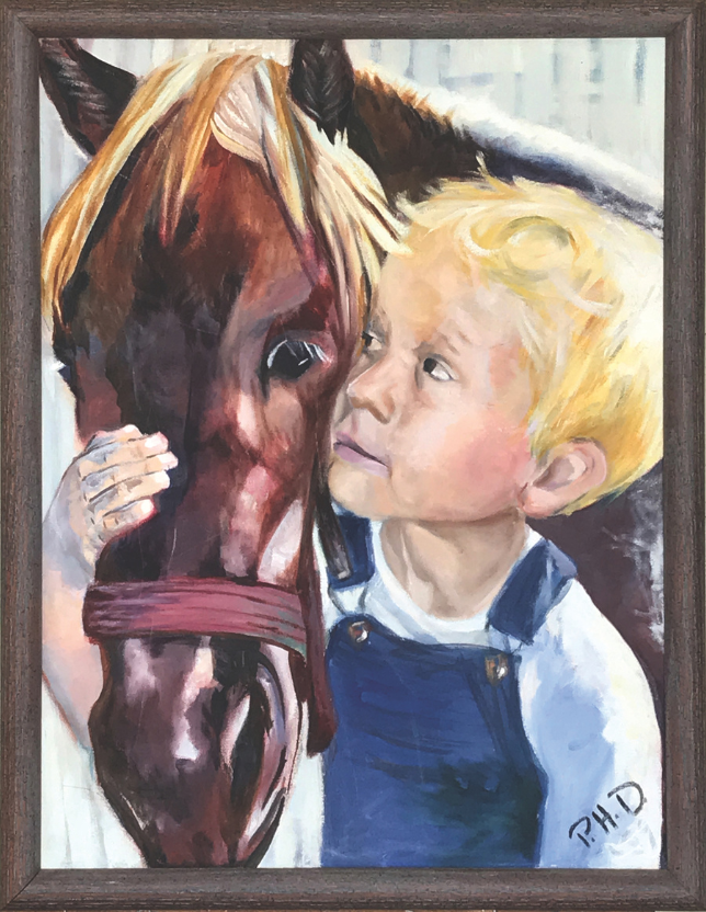 “Johnny & Charlie the Pony” (21x27), oil; by Patricia Daly Lipe