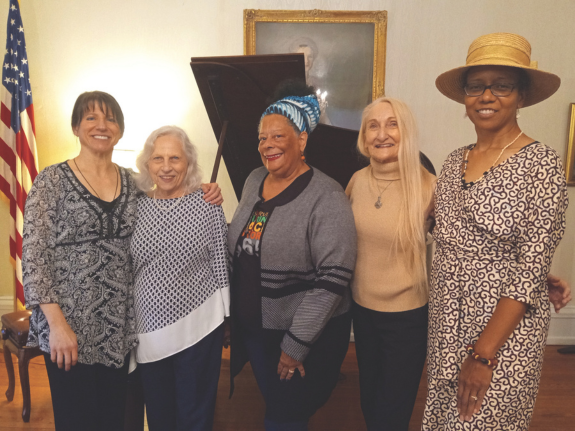 Jeri-Mae G. Astolfi, Evelyn Wofford, Joan Cartright, Betty R. Wishart, and Grace Reid after the performance.